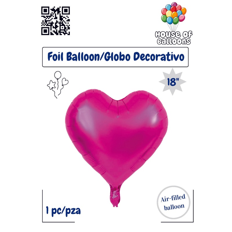 House of Balloons Cotton Candy Pink Heart 18 inch Foil Balloon 1ct