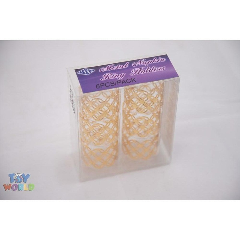 Metal Flower Cut Napkin Ring 6pc/Pvc BoX - Gold