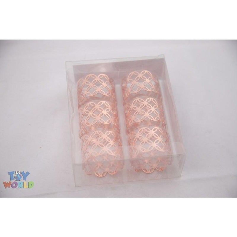 Metal Flower Cut Napkin Ring 6pc/Pvc Box - Rosegold