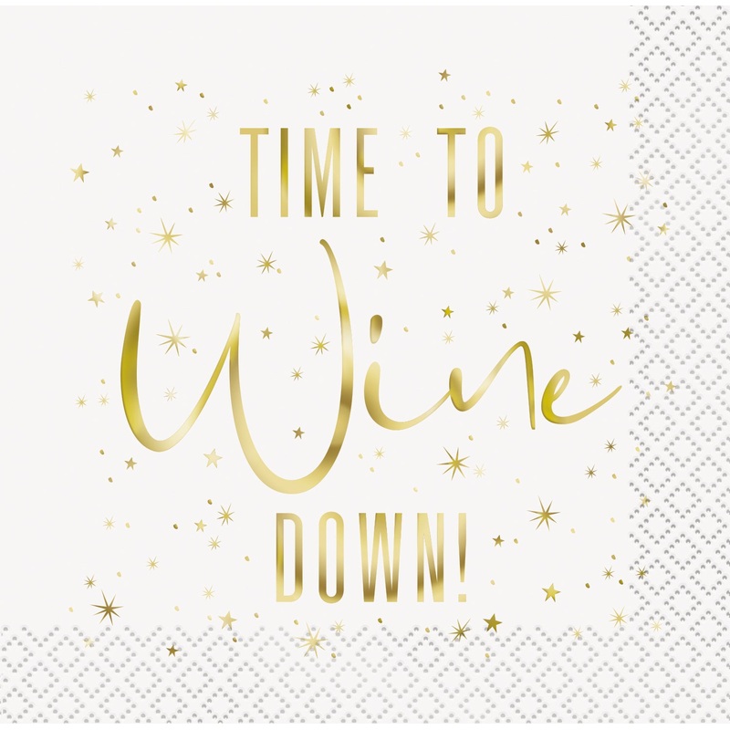 Modern Christmas Time to Wine Down Beverage Napkin 20ct