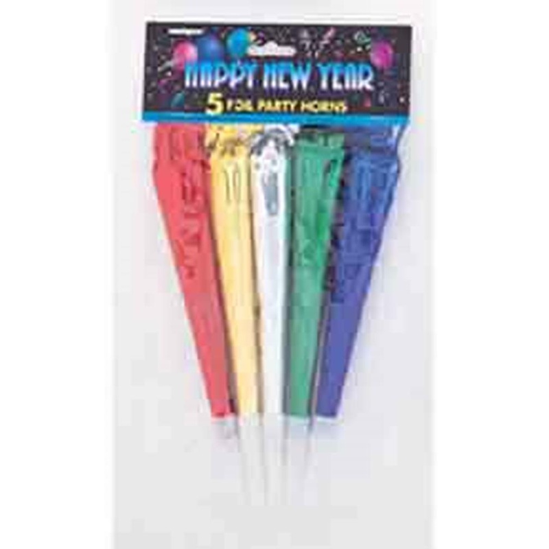 New Year Foil Horns 5ct