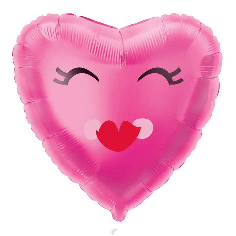 Smiling Pink Heart 18 inch Shaped Foil Balloon