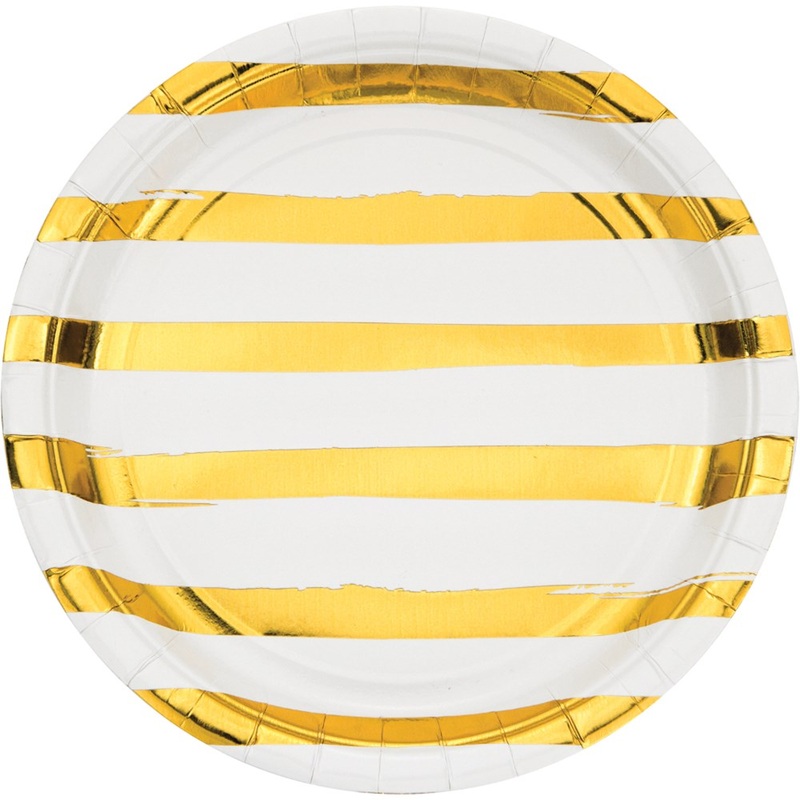 White with Gold Foil Dinner Plate Gold Foil 8ct