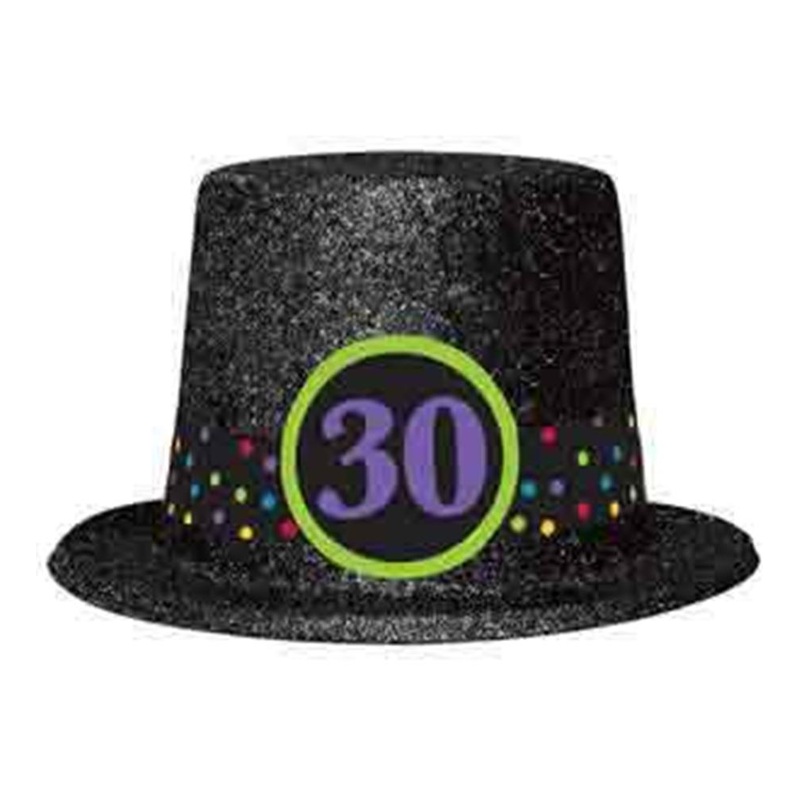 30th Birthday Glitter Top Hat