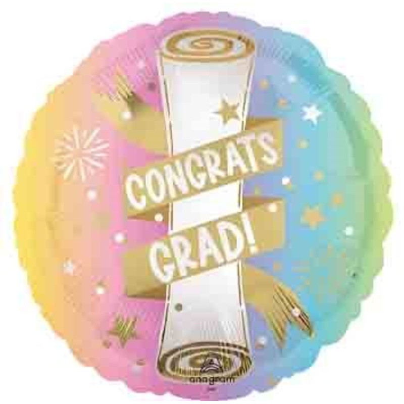 Anagram Pastel Grad Party 17 inch Foil Balloon 1ct
