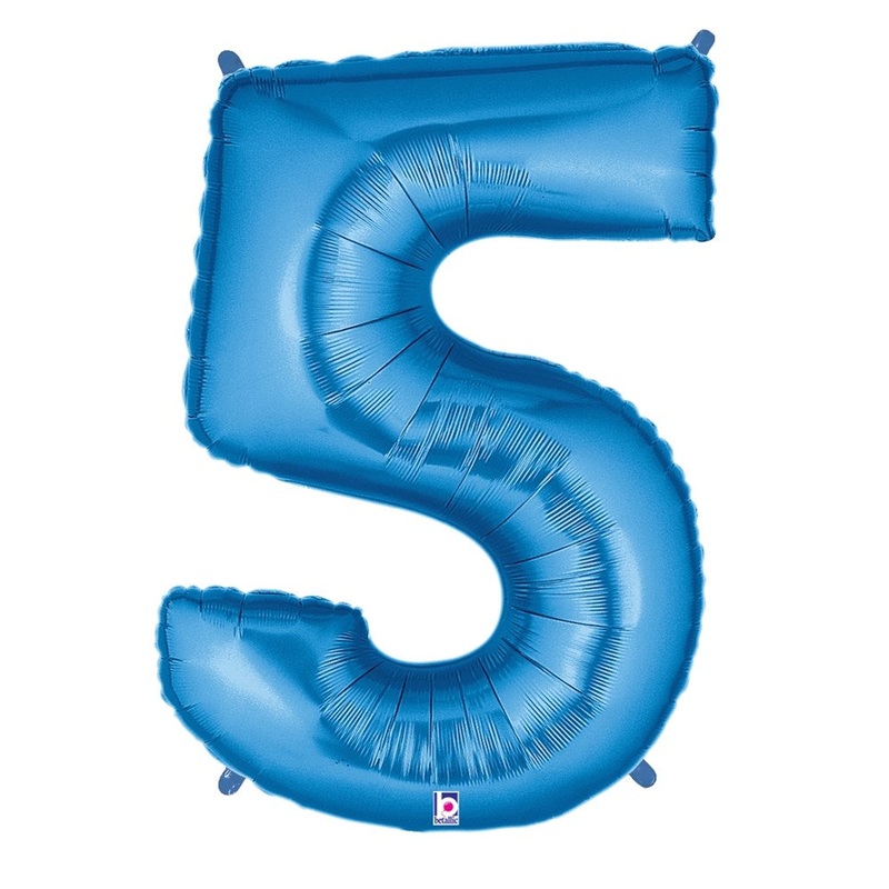 Betallic 5 Blue 34 inch Shaped Foil Balloon 1ct