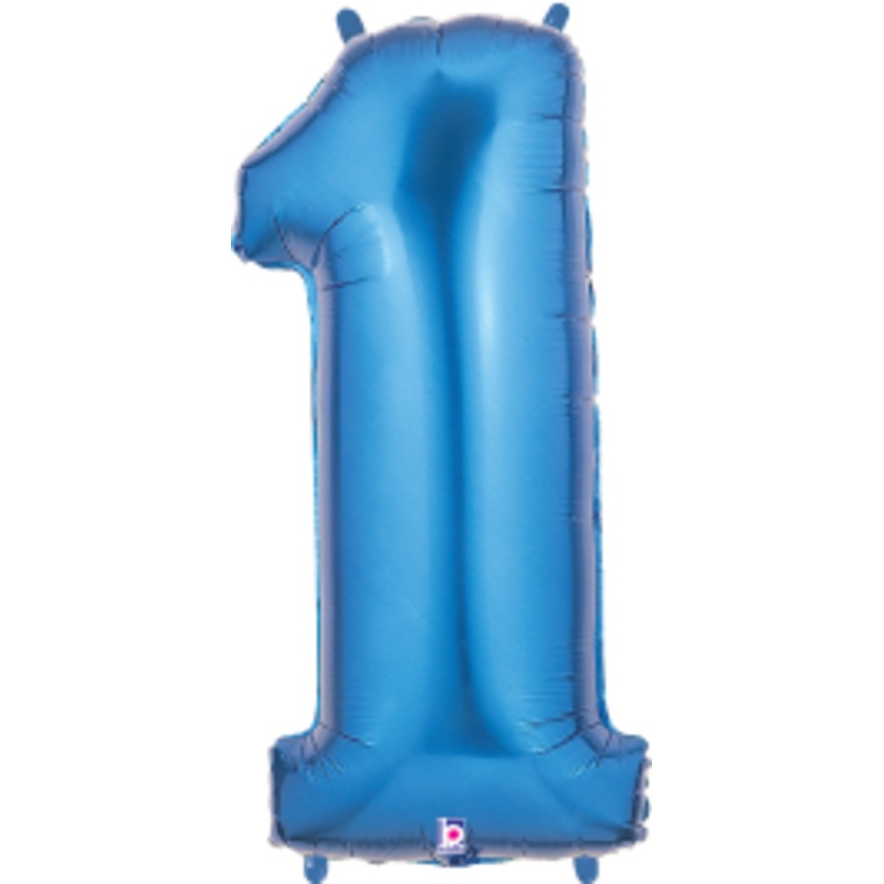 Betallic Number 1 Blue 34 inch Shaped Foil Balloon Packaged 1ct