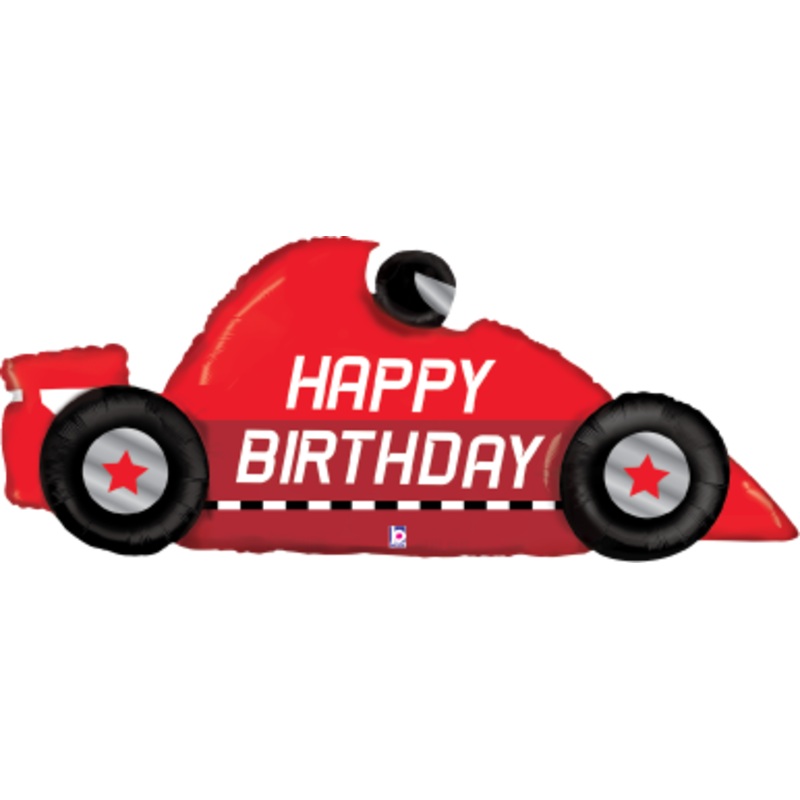 Betallic Race Car Birthday 43 inch Shaped Foil Balloon Packaged 1ct
