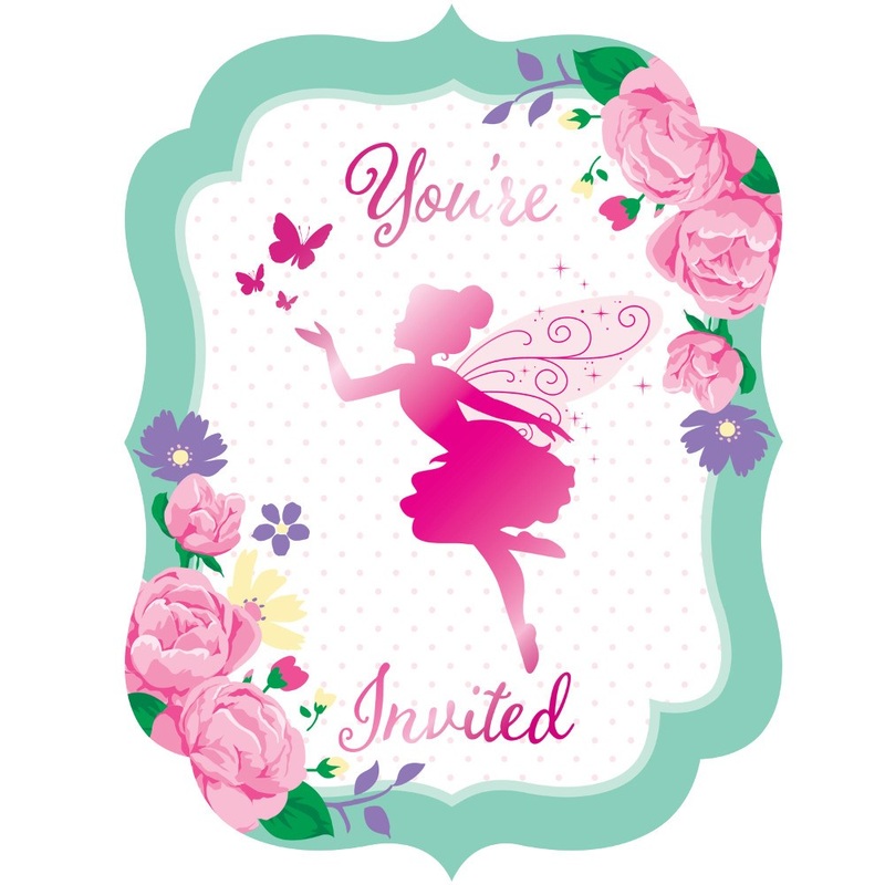 Floral Fairy Sparkle Inviteitation 8ct