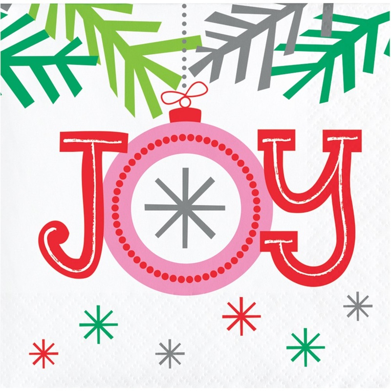 Holiday Whimsy Joy Beverage Napkin 16ct