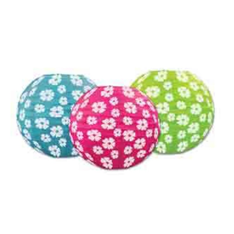 Luau Hibiscus Paper Lanterns