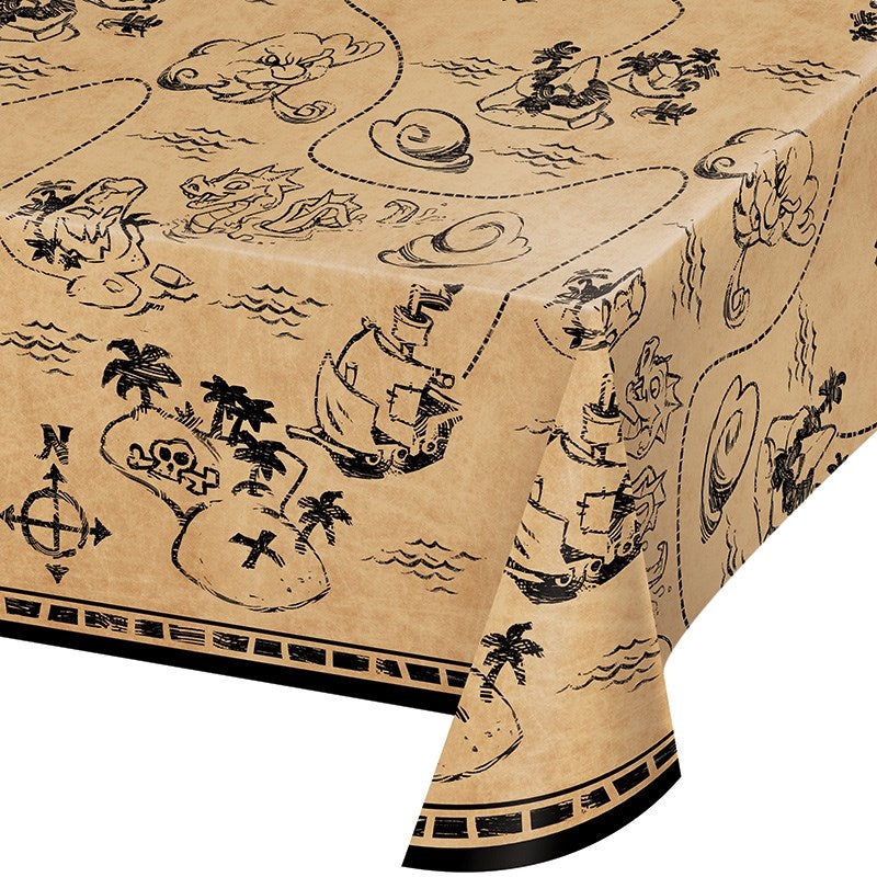 Pirate Treasure Plastic Tablecover All Over Print 54 inch x 102 inch 1ct