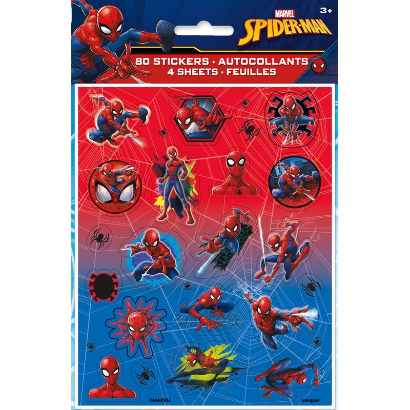 Spiderman Sticker Sheet 4ct