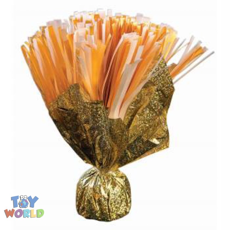 White and Gold Pom Pom Balloon Weight
