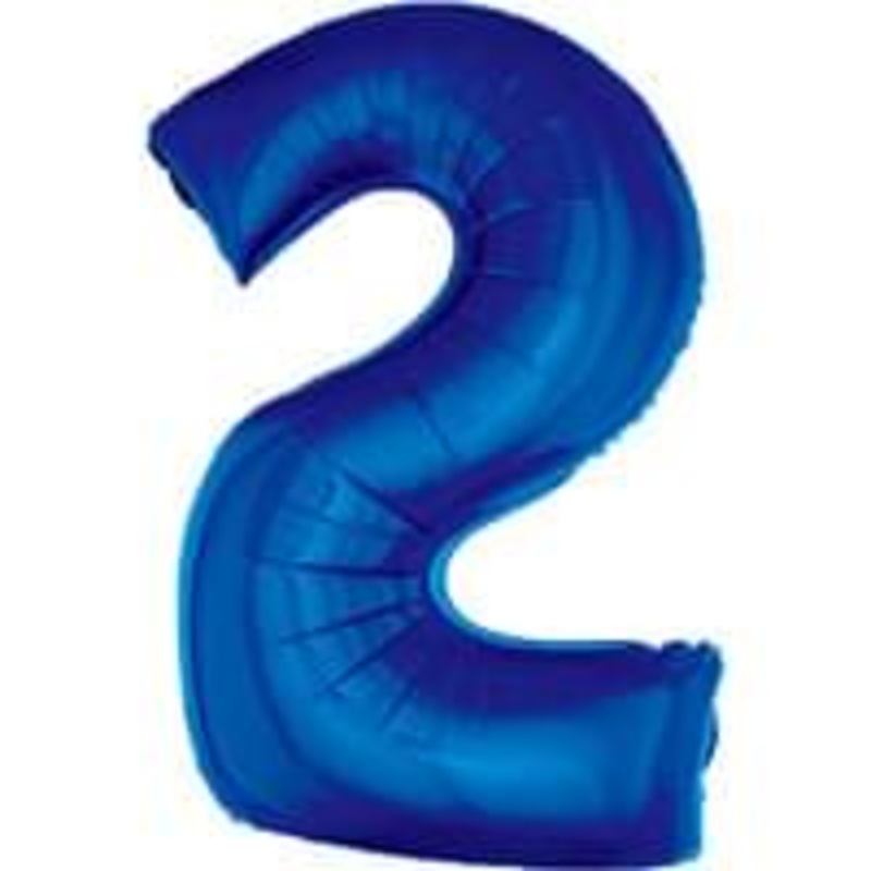Blue 34" Number 2 Foil Balloon