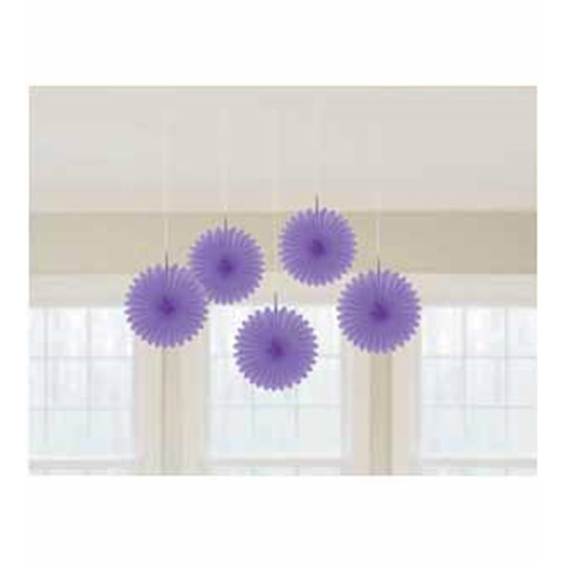 Mini Hanging Fan Deco New Purple 5ct