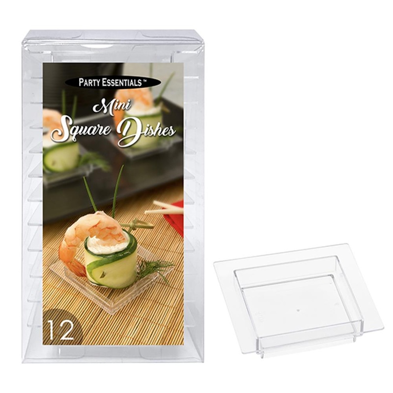 Mini Square Dishes Clear 12ct-No