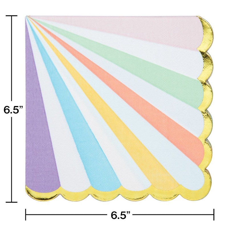 Pastel Celebrations Luncheon Napkin Scallop Shaped Foil 16ct
