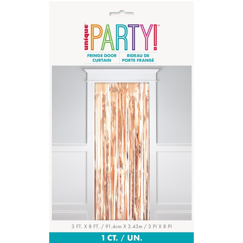 Rose Gold Fringe Door Curtain 3x8