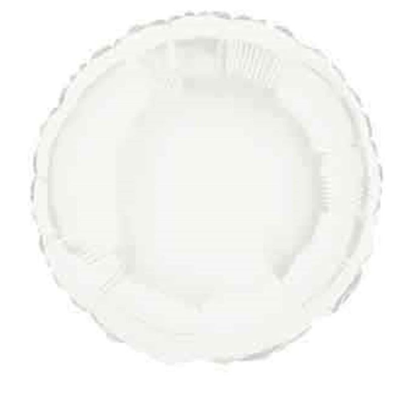 White Solid 18 inch Round Foil Balloon