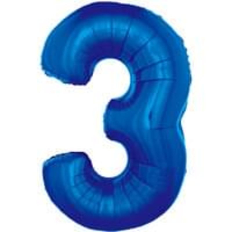 Blue 34" Number 3 Foil Balloon