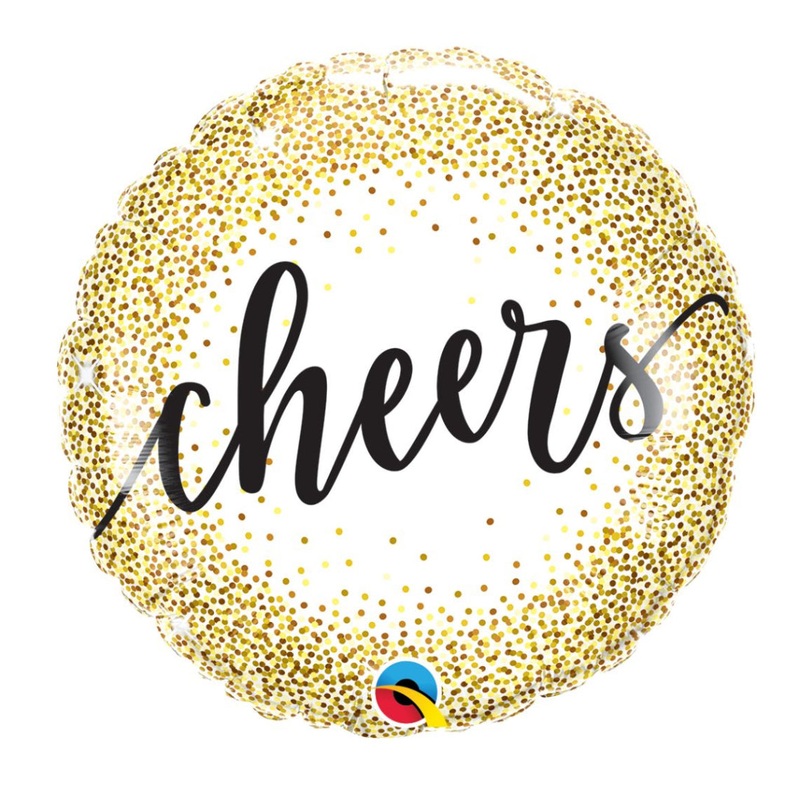 18" Cheers Gold Glitter Dots Balloon