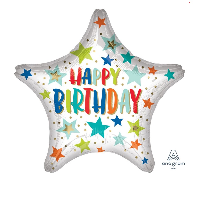 18" Happy Birthday Stars And Dots Balloon