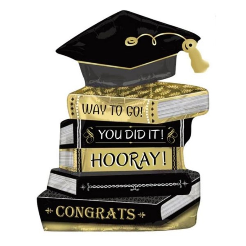 30" Stack of Black & Gold Graduation Books
