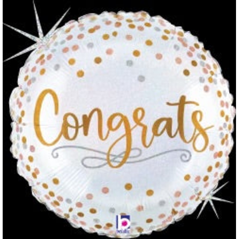 Betallic Congrats Confetti 18 inch Glitter Holographic Balloon