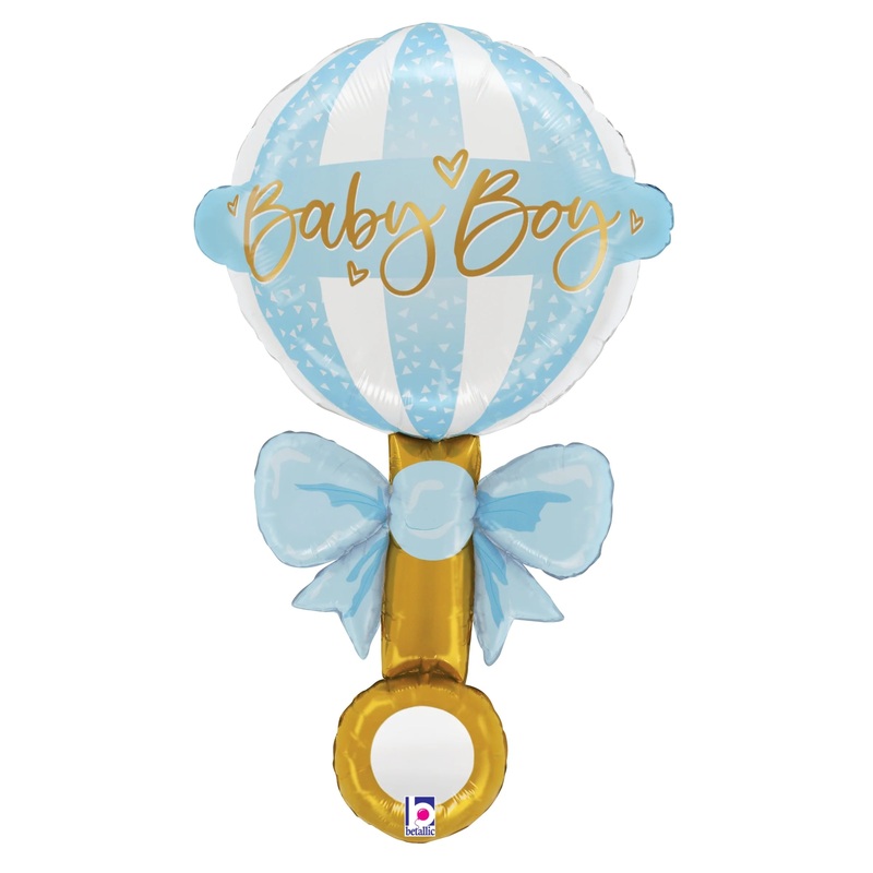 Betallic Satin Baby Boy Rattle 35 inch Foil Balloon