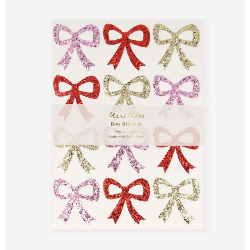 Glitter Bow Stickers (x8 sheets)