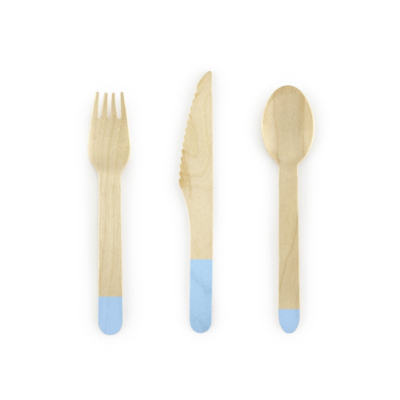 Light Blue Wooden Cutlery