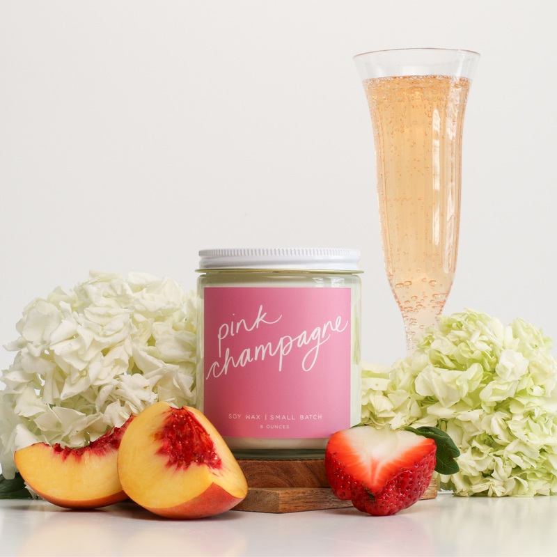 Pink Champagne: 8 oz Soy Wax - Small Batch Candles