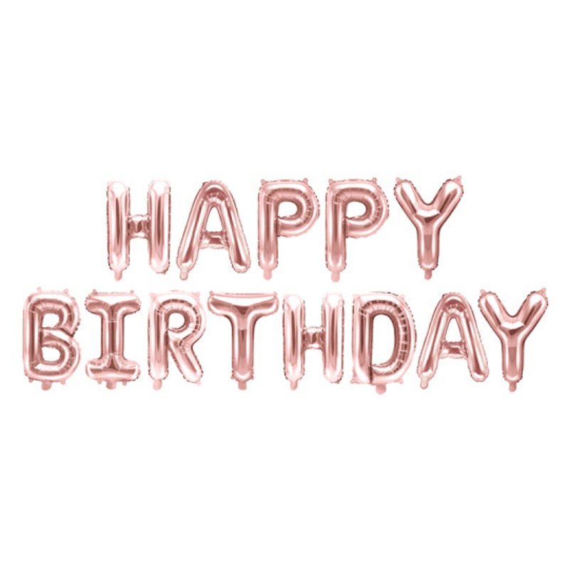 Rose Gold Foil Happy Birthday Balloon Garland