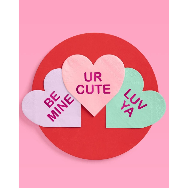 Valentine's Candy Heart Napkins, Party Supplies, Vday Decor