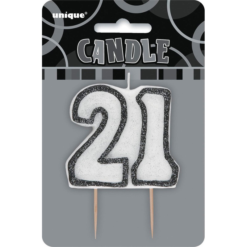 Black Glitz Birthday Candle Number #21