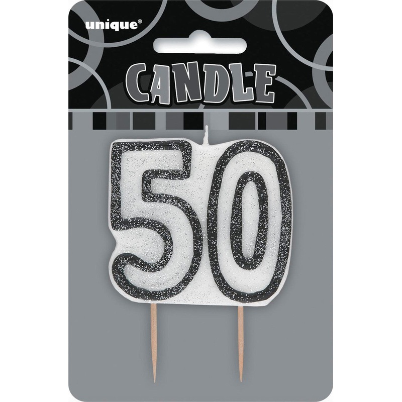 Black Glitz Birthday Candle Number #50