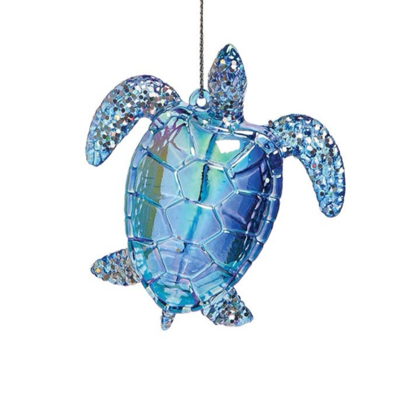 Blue Christmas Sparkle Sea Turtle Ornament