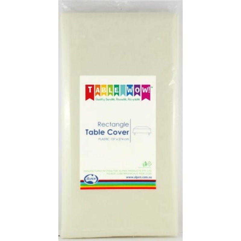 Ivory Cream Plastic Rectangle Tablecover