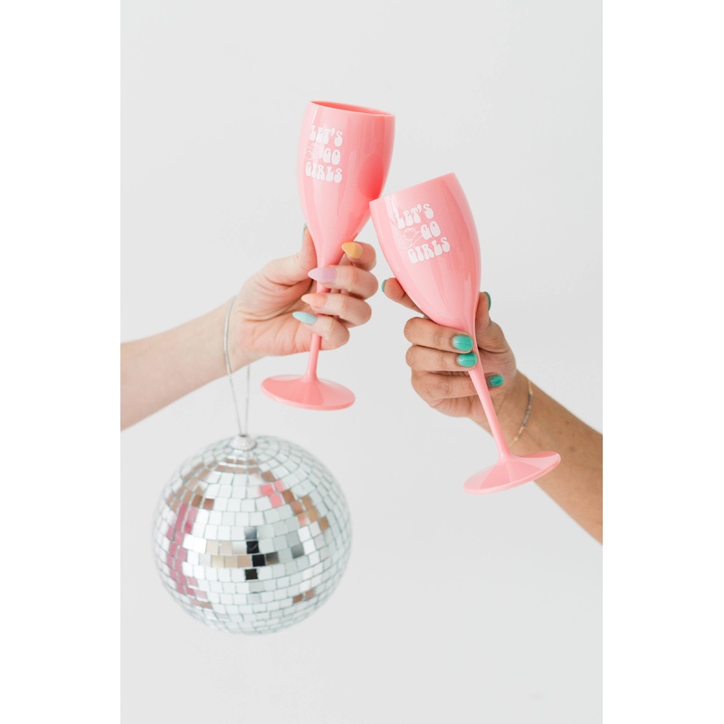 Lets Go Girls Pink Champagne Flute, Pink Disco Cowgirl