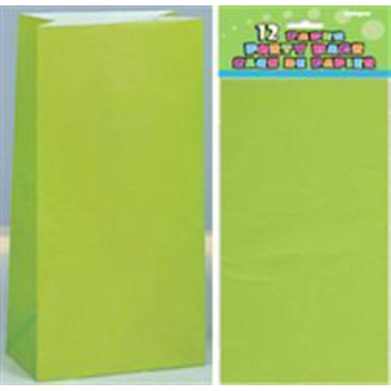 Lime Green Paper Birthday Loot Bags