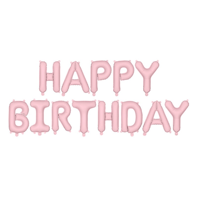 Matte Foil Happy Birthday Pink Balloon Garland