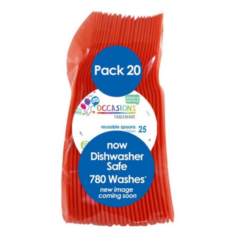 Orange Plastic Spoons - Pack of 20