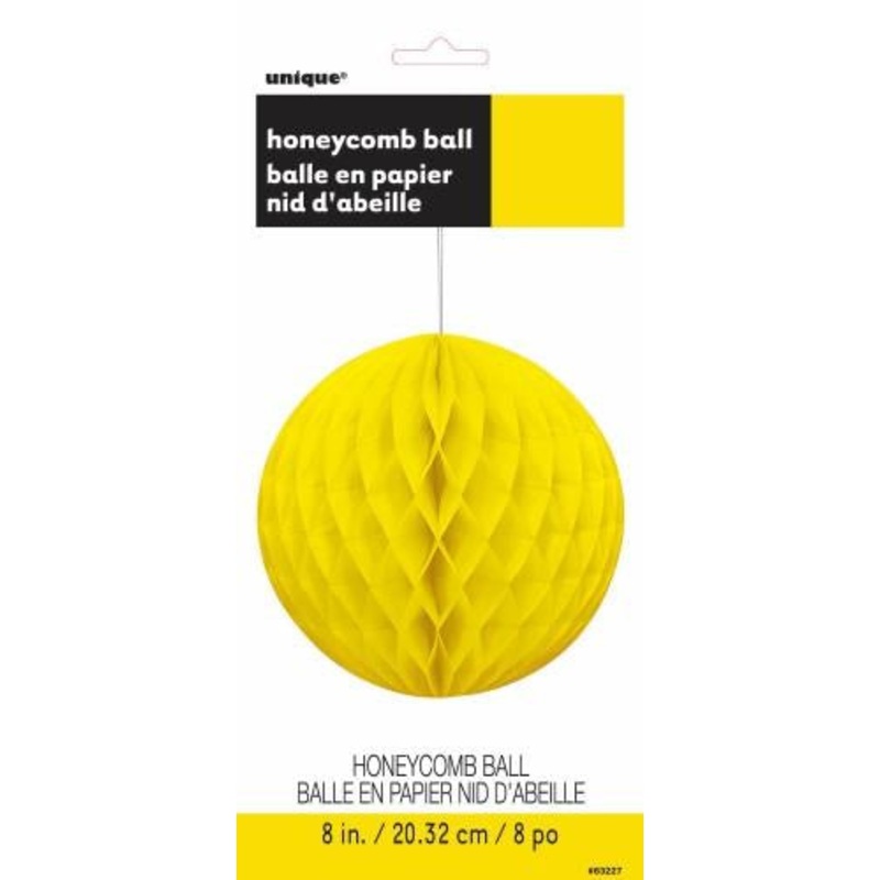 Paper Decoration Honeycomb Ball Neon Yellow 20cm
