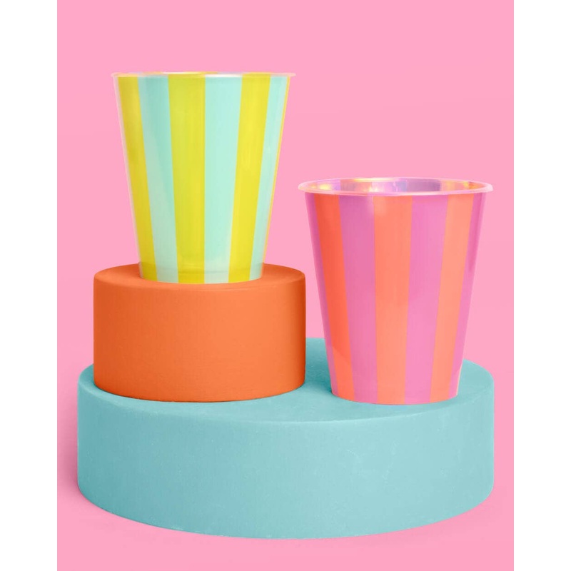 Pool Party Cups - 16 plastic cups, summer, kids, pink, blue