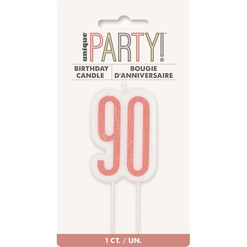 Rose Gold Glitter Birthday Candle Number #90