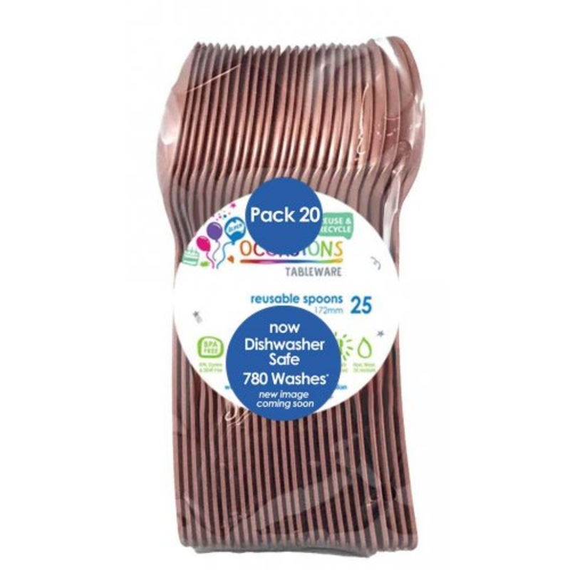 Rose Gold Plastic Spoons - Pack of 20
