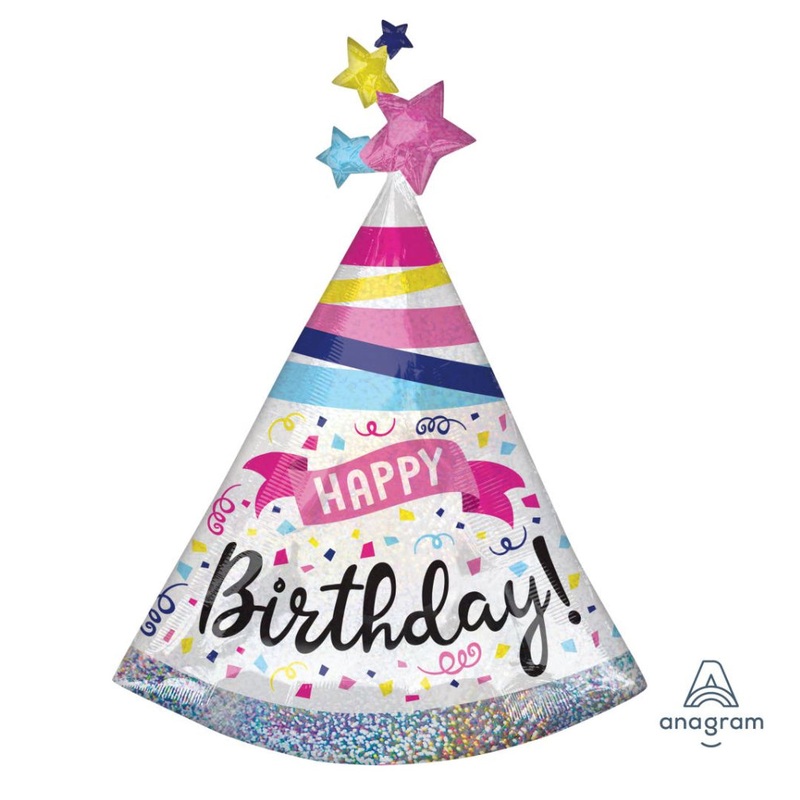 SuperShape Holographic Happy Birthday Sparkle Banner Balloon