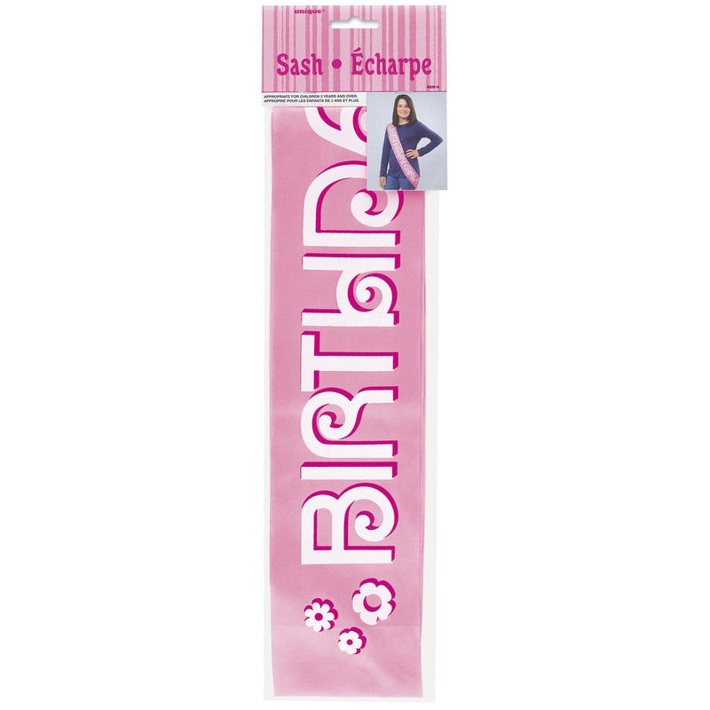 Birthday Girl Satin Sash - Pink