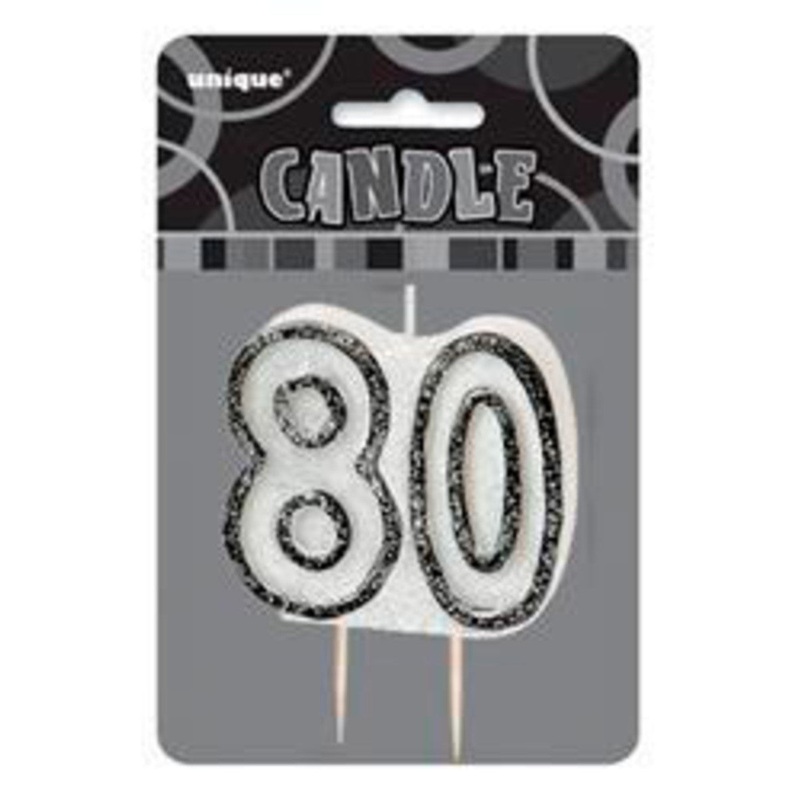 Black Glitz Birthday Candle Number #80